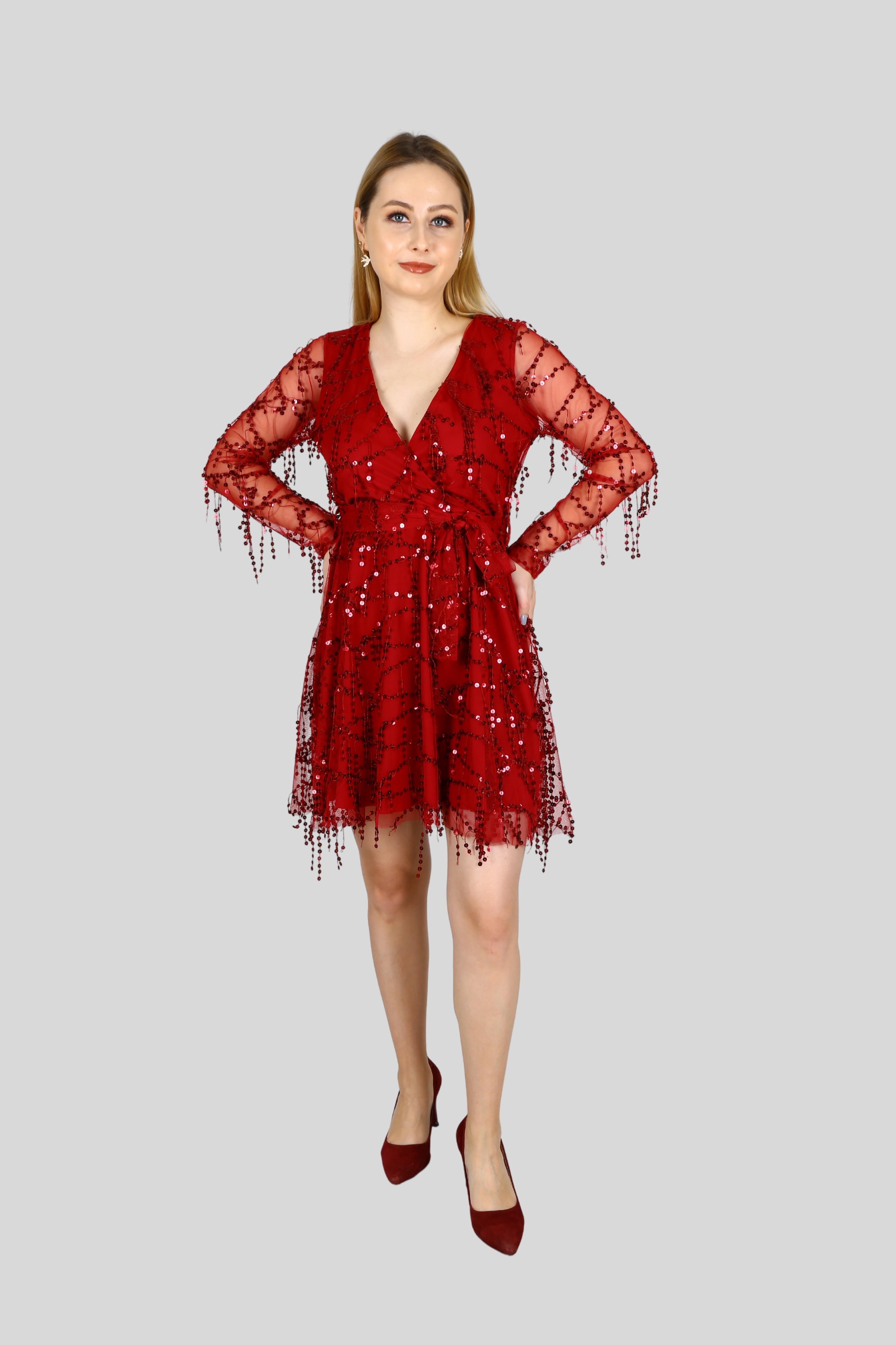 Keitha Payetli Tasarım Mini Mezuniyet Elbise (0127)
